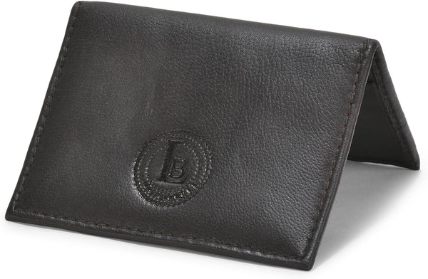Leatherboss Genuine Leather Small Slim Bifold Wallet | Credit, Debit, ID Card Holder | Compact & Stylish with Clear ID Windows | Gift for Men, Black
