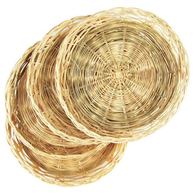 Fox Run Brown Wicker Paper Plate Holders, 9 X 9 X 0.5 Inches