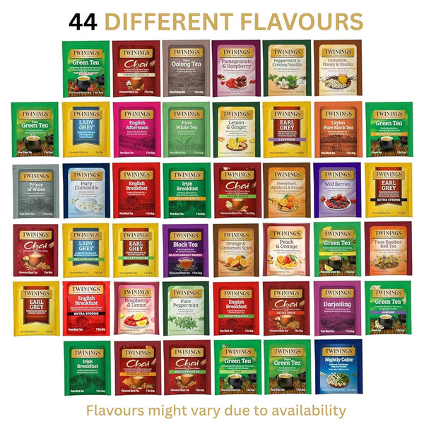 Twinings Tea Bag Sampler Assortment, Variety Pack (44 Count), 44 Unique Flavors for Tea Lovers: Women, Men, Couples, Family, Friends, Coworkers