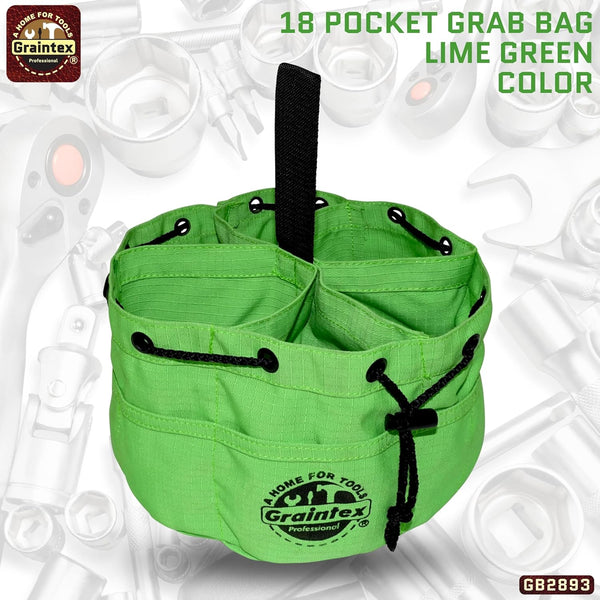Graintex 18 Pockets Grab Bag Rip-stop Canvas Drawstring Closure, Small Part Organizer Pouch, Small Tools, Screws, Parts, Parachute Tool Bag for