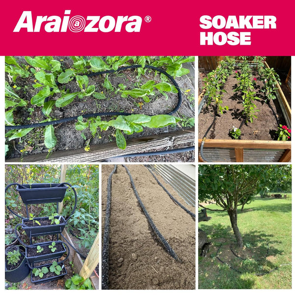 Soaker Hose 25 FT for Garden Beds,Heavy Duty Solid Brass Connector 1/2â Ruber Drip Irrigation for Flower Bed&Yard,Landscaping