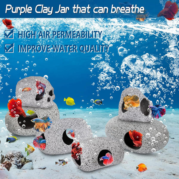 Aquarium Decorations Cave Fish Tank Accessories Rock Decor for Shrimp Cichlid Hiding Breeding Small Fish Bowl Hide Decoration Betta Toys Hideout