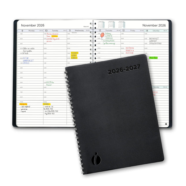 Academic Planner 2026-2027 - Hourly 2026-2027 Planner Weekly and Monthly - Appointment Book with Flexible Cover, Twin-Wi