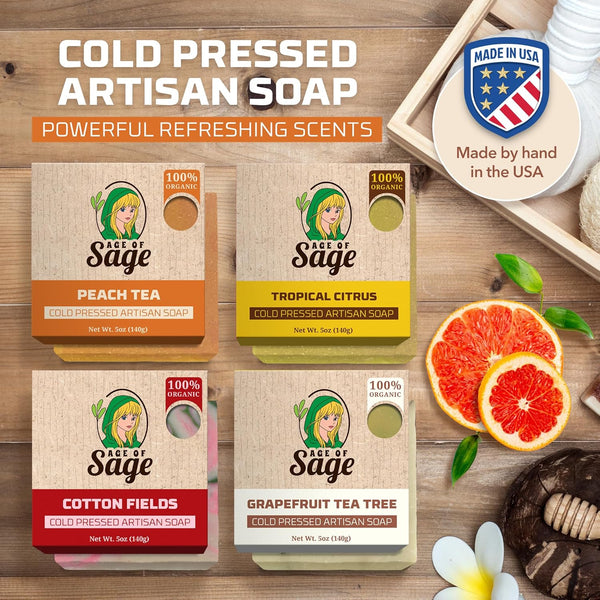 Natural Bar Soap for Women - Vegan Bath Soap Bars Gift Set - Handmade Cold Process Artisan Soap with Essential Oil, Aromatic All Moisturizing Wash