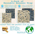 4-Pack Reusable Beeswax Wraps with Produce Bag & 2 Beeswax Bars