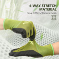 COOLJOB 2 Pairs Gardening Gloves for Women and Men, Bamboo Working Gloves Touchscreen, Grippy Nitrile Rubber Coated Work Gloves, Green/Black,