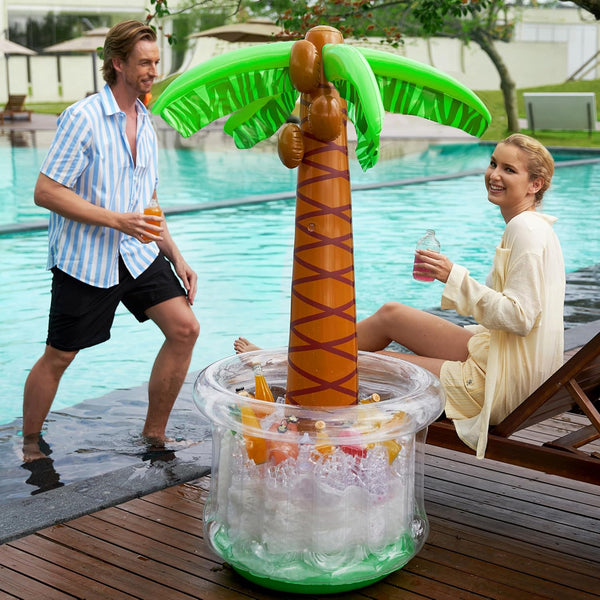 JOYIN 60" Inflatable Palm Tree Cooler, Beach Theme Decor, Pool Party Decorations, Luau Hawaiian Birthday Party Supplies, Ocean Jungle Tropical