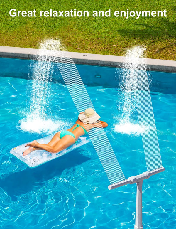 Pool Fountain above and Inground Pools, Adjustable Pool Waterfall with Dual Spray Sprinklers, Outdoor Pool Accessories for Relaxation and Cooling,
