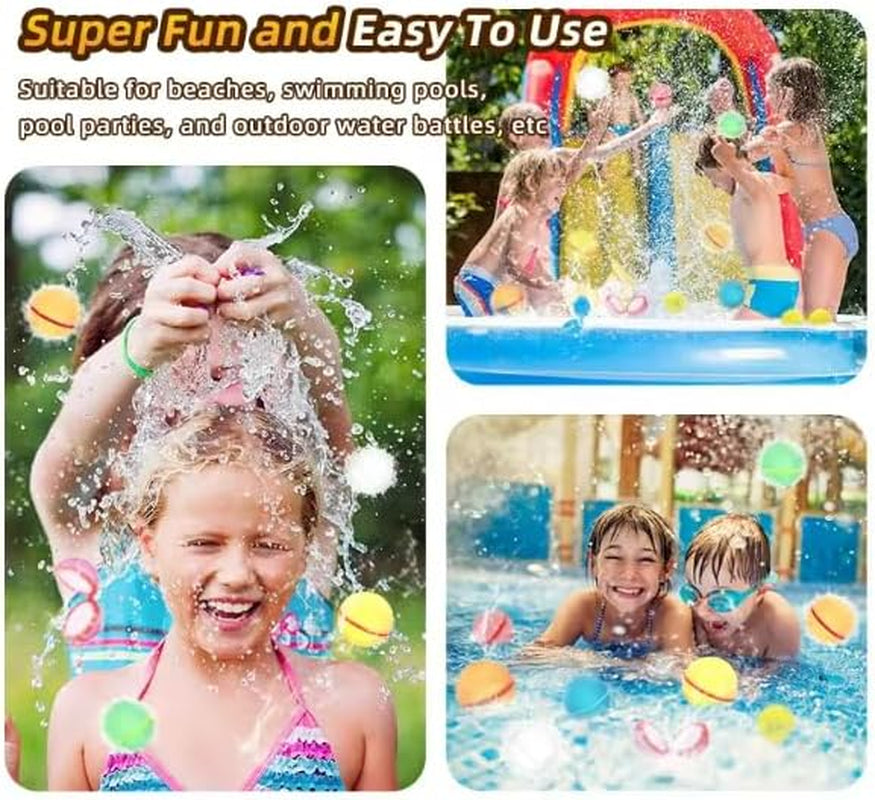 (12 PCS) WATER BALLOONS REUSABLE Silicone Magnetic Self Seal Water Bomb Quick Easy No Mess Backyard Pool Beach Camp Retreats Summer Splash Kids Teens Adults Outdoor Activities - Premium Quality!