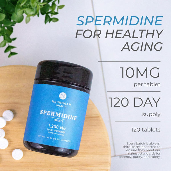 Neurogan Spermidine Supplement - 1200Mg - 99% Pure 100X More Potent than Rice & Wheat Germ Extract - for Cellular Health, Anti-Aging & Energy* -