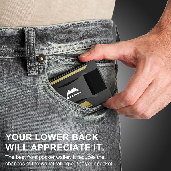 Smart Wallet for Men Slim Minimalist: Metal Pop up Wallet - RFID Front Pocket Credit Card Holder - Gift for Male Husband at Anniversay Brithday