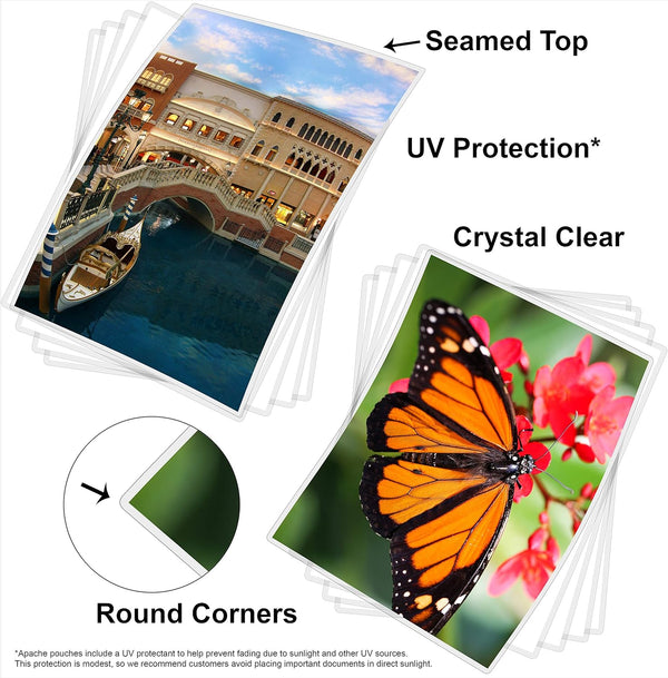 Apache Laminating Pouches 5 Mil, for 8.5 X 11 Inch Letter Size Paper 9 X 11.5 Inch Sheets, 100 Pack