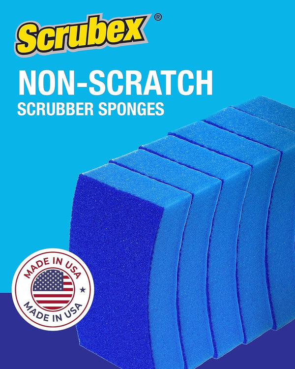 Non-Scratch Odor Resistant Scrub Sponge, Multi-Purpose Sponge for Kitchen and Household, Safe for Non-Stick Cookware (6 Sponges)