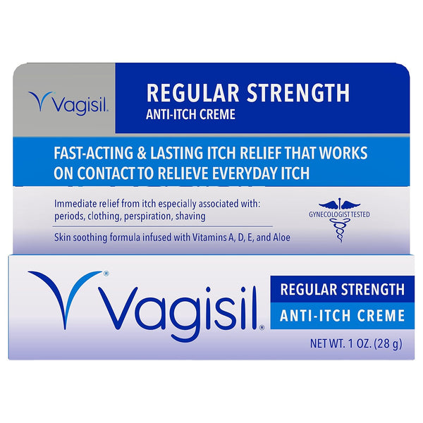 Vagisil Regular Strength Anti-Itch Feminine Cream for Women, Gynecologist Tested, Hypoallergenic, Fast-Acting and Long-Lasting Itch Relief,