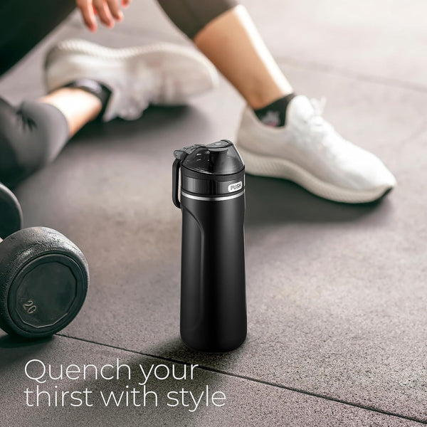 SIPX™ Triple-Insulated Stainless Steel Water Bottle - 18Oz. with Straw Lid, Bpa-Free Reusable Insulated Water Bottle Keeps Cold for 12 Hours,