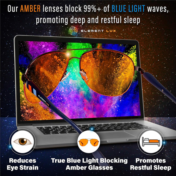 Blue Light Blocking Glasses Amber Lenses - for Better Sleep, Gaming, Eye Strain, Computer