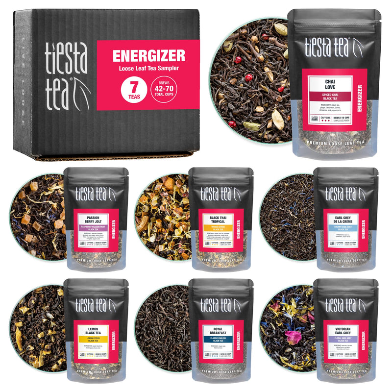 Tiesta Tea - Black Sampler Dry Flight Set | Loose Leaf | High Caffeine | Makes Hot & Iced | Assorted Tea Sets with Herbal, Chai, Fruit Black Teas