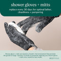 Ecotools Charcoal Bath + Shower Gloves, Exfoliating Gloves Remove Dead Skin & Cleanse Whole Body, Bath Gloves Infused with Charcoal to Scrub &