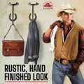 Cowboy Hat Rack - Set of 2 Decorative Wall-Mounted Holder - Heavy-Duty Iron Hanger and Organizer DIY Kit for Hats, Coats and Keys - Rustic Western