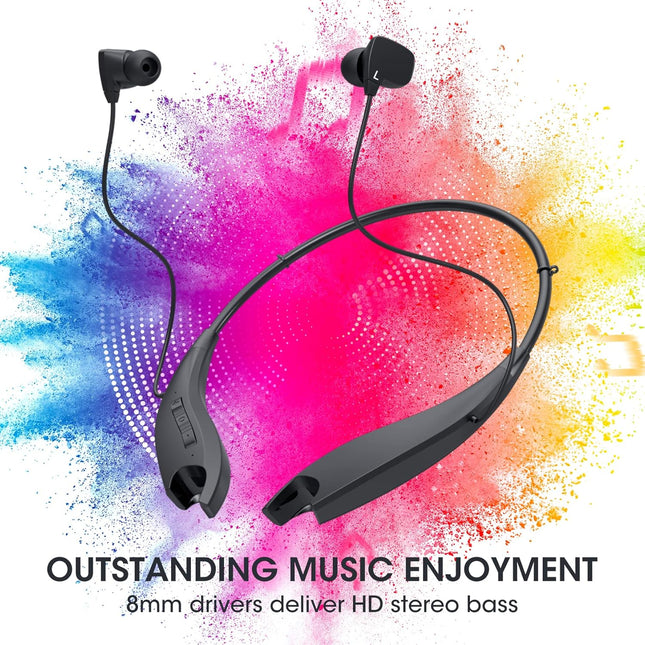 Neckband Bluetooth Headphones, around the Neck Headphones 24H+ Playtime, Bluetooth Headsets with Call Vibration, Shark J