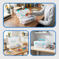 Artbin 6937AG Essentials Lift-Out Tray Box, Portable Art & Craft Organizer with Handle and Tray, Clear/Aqua
