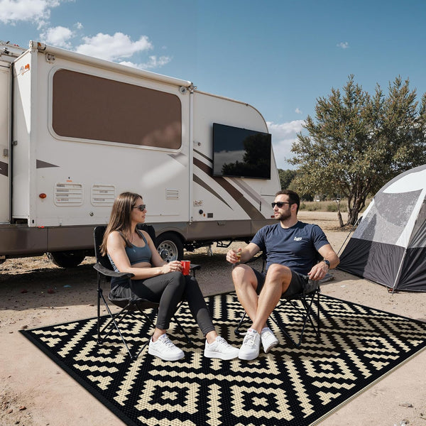 Outdoor Rug for Patio - Waterproof Plastic Straw Camping Rugs 4X6 Ft, Reversible Outdoor Indoor RV Mat Carpet for Patio, Porch, Deck, Balcony,