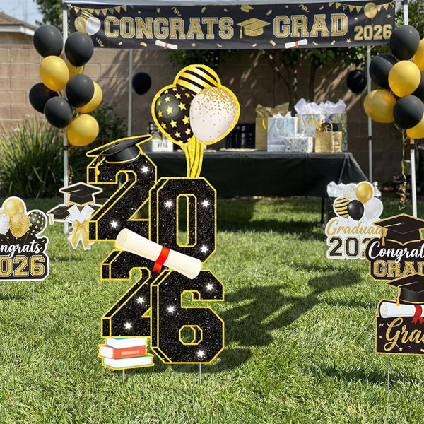 3.5FT Large Class 2025 Graduation Yard Sign Yard Decorations Congrats Graduation Lawn Signs 2025 Grad Yard Signs with Stakes for Outdoor Indoor