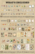 Knaid 200 Pieces Vintage Ephemera Pack Decoupage Paper Junk Journal Kit Scrapbook Planner Sticker Supplies for Art Journaling Bullet Journals