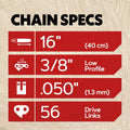 Oregon S56X3 3-Pack Advancecut Chainsaw Chains for 16-Inch Bar -56 Drive Links â Low-Kickback, Fits Husqvarna, Echo, Poulan, Wen and More