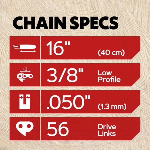 Oregon S56X3 3-Pack Advancecut Chainsaw Chains for 16-Inch Bar -56 Drive Links â Low-Kickback, Fits Husqvarna, Echo, Poulan, Wen and More