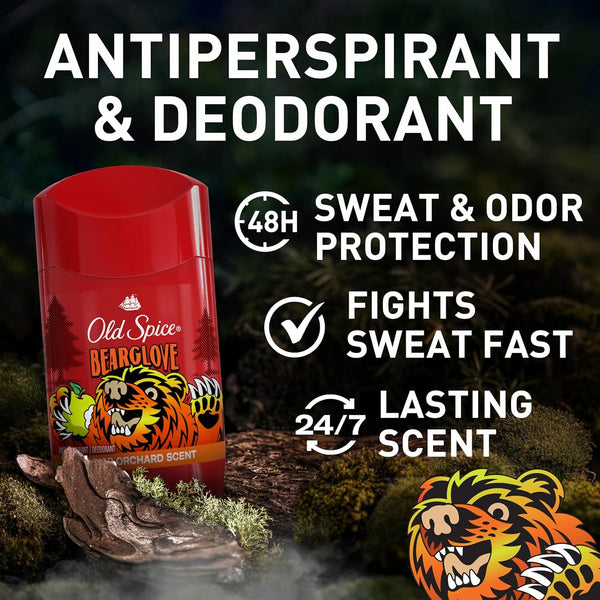 Old Spice Aluminum Free Deodorant for Men, 24/7 Odor Protection, 24/7 Freshness & Lasting Scent, Goes on Clear, Bearglove with Crisp Orchard