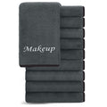 Cosy Family 10 Pack Makeup Remover Wash Cloths - Soft Microfiber Fingertip Facial Cleansing Cloths for Hand and Make Up, 12 X 12 In, Black Grey