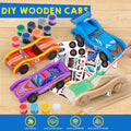 Klever Kits 4 DIY Wooden Race Cars-Build & Paint Your Own Wood Craft Kit, 4 Race Cars Toy, Easy to Assemble Arts Crafts Kit, Birthday Party