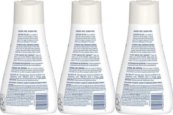 Clorox Disinfecting Mist, Lemongrass Mandarin, Household Essentials, 3 Refills, 16 Fl Oz Each