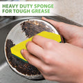 SCRUBIT Heavy Duty Scrub Sponges - Dishwashing Sponge along with a Tough Scouring Pad - Ideal for Cleaning Kitchen, Dishes, Bathroom - Yellow - 24