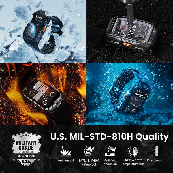 KOSPET Tank X2 Ultra GPS Smart Watch, 3D Curved Glass, Stainless Steel Unibody, 6 Satellite Positioning, Compass, 50M Waterproof, Answer/Make