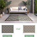 Outdoor Rug for Patio - Waterproof Plastic Straw Camping Rugs 4X6 Ft, Reversible Outdoor Indoor RV Mat Carpet for Patio, Porch, Deck, Balcony,