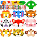 33PCS Jungle Safari Crafts - Felt Animal DIY Arts Kit, Birthday Party Favors Activities Supplies in Bulk
