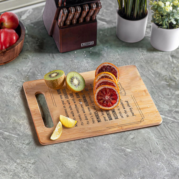 Housewarming Gifts for New Home - Bamboo Cutting Board with Engraved Message - New Home Essentials for Homeowners, Couples, Friends, or Family -