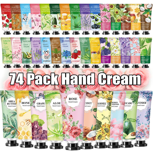 74 Pack Hand Cream Gift Set for Women and Girls,Mothers Day Gifts Bulk,Teacher Appreciation Gifts,Nurses Gifts,Natural P