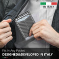 GSOIAX Slim Wallet for Men Leather Carbon Fiber RFID Blocking Minimalist Front Pocket Bifold Mens Wallet with ID Window,12 Credit Card Holders