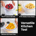Joined Large Salad Spinner with Drain, Bowl, and Colander - Quick and Easy Multi-Use Lettuce Spinner, Vegetable Dryer, Fruit Washer, Pasta and