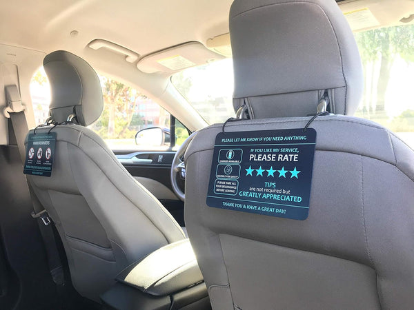 Compatible with Lyft Uber (2-Pack) Tips Rating Appreciated Rideshare Accessories â 7â X 5â â Interior Acrylic Headrest Sign - Rate Me Tip No