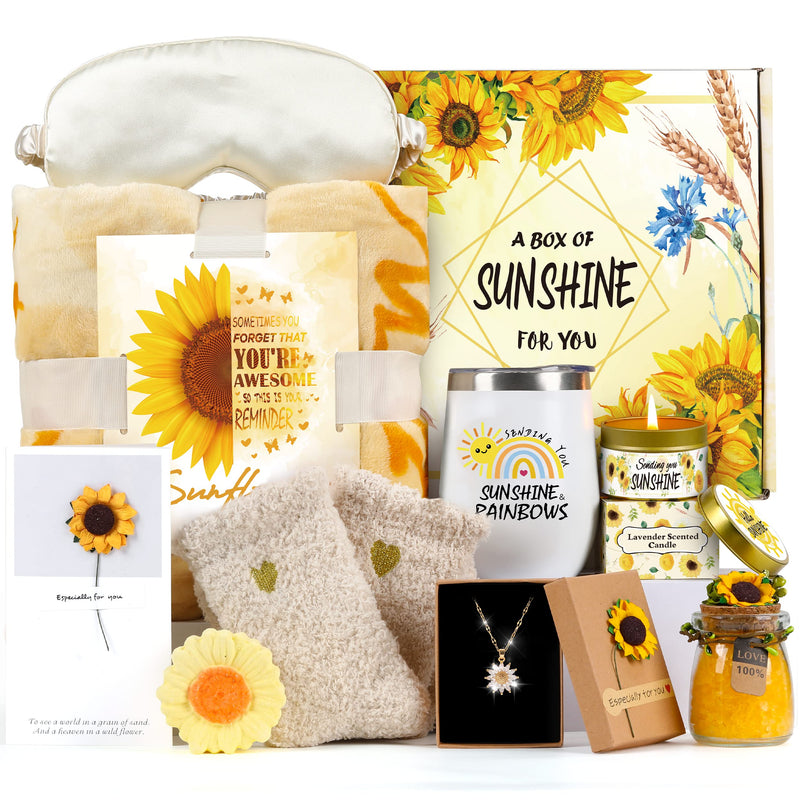 Sunflower Gifts for Women Sending Sunshine Gift-Mothers Day Gifts for Mom-Get Well Gift-Self Care Package-Birthday Unique-Inspirational Thank