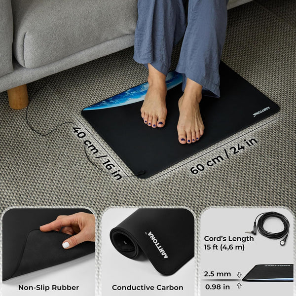 Grounding Mat for Daily Comfort & Balance - Grounding Mat for Feet, Desk, Bed & Floor - Durable, Eco-Friendly Material - 24X16 Inches Earthing Mat