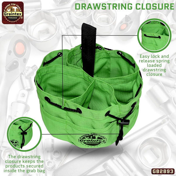 Graintex 18 Pockets Grab Bag Rip-stop Canvas Drawstring Closure, Small Part Organizer Pouch, Small Tools, Screws, Parts, Parachute Tool Bag for