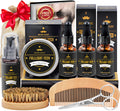 Beard Kit for Men Grooming & Care W/3 Pack Beard Oil, Wash, Balm, Comb, Brush, Scissors,Anniversary Valentines Birthday Fathers Gifts Idea for