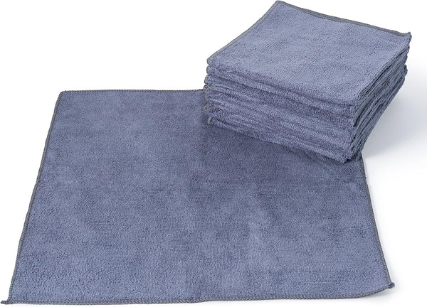 USANOOKS Microfiber Cleaning Cloth Grey - 12 Pcs (12.5"X12.5") - High Performance - 1200 Washes, Ultra Absorbent Microfiber Towel Weave Grime &