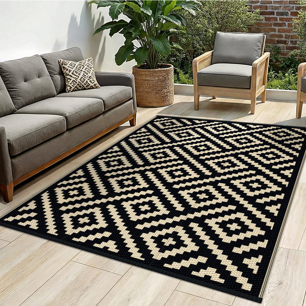Outdoor Rug for Patio - Waterproof Plastic Straw Camping Rugs 4X6 Ft, Reversible Outdoor Indoor RV Mat Carpet for Patio, Porch, Deck, Balcony,