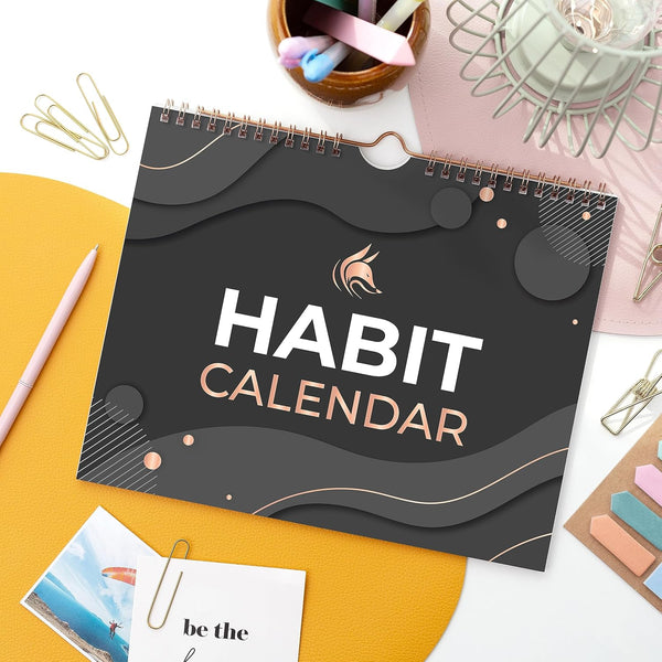 Clever Fox Habit Calendar Circle â 24-Month Inspirational Daily Habit Tracker with Colorful Pages â Routine & Goal Planner Journal (Black)